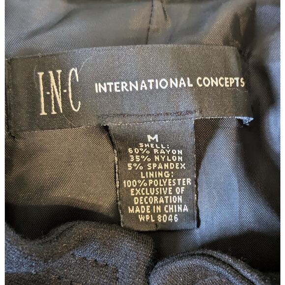 INC International Concepts Black Jacket US M Stones Embellished Military - Picture 6 of 8